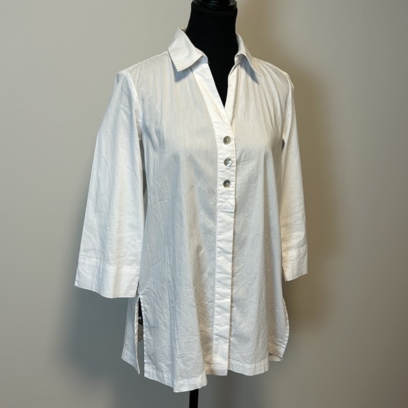 Zac & Rachel White Button-Front Tunic Sz S - Picture 4 of 8